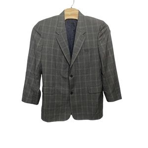 Holland & Sherry London 1836 Tom Buck Gray‎ Plaid 100% Wool (see measurements)